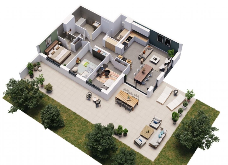 THIONVILLE ELANGE: APPT NEUF 88 M² AVEC JARDIN - Image #1
