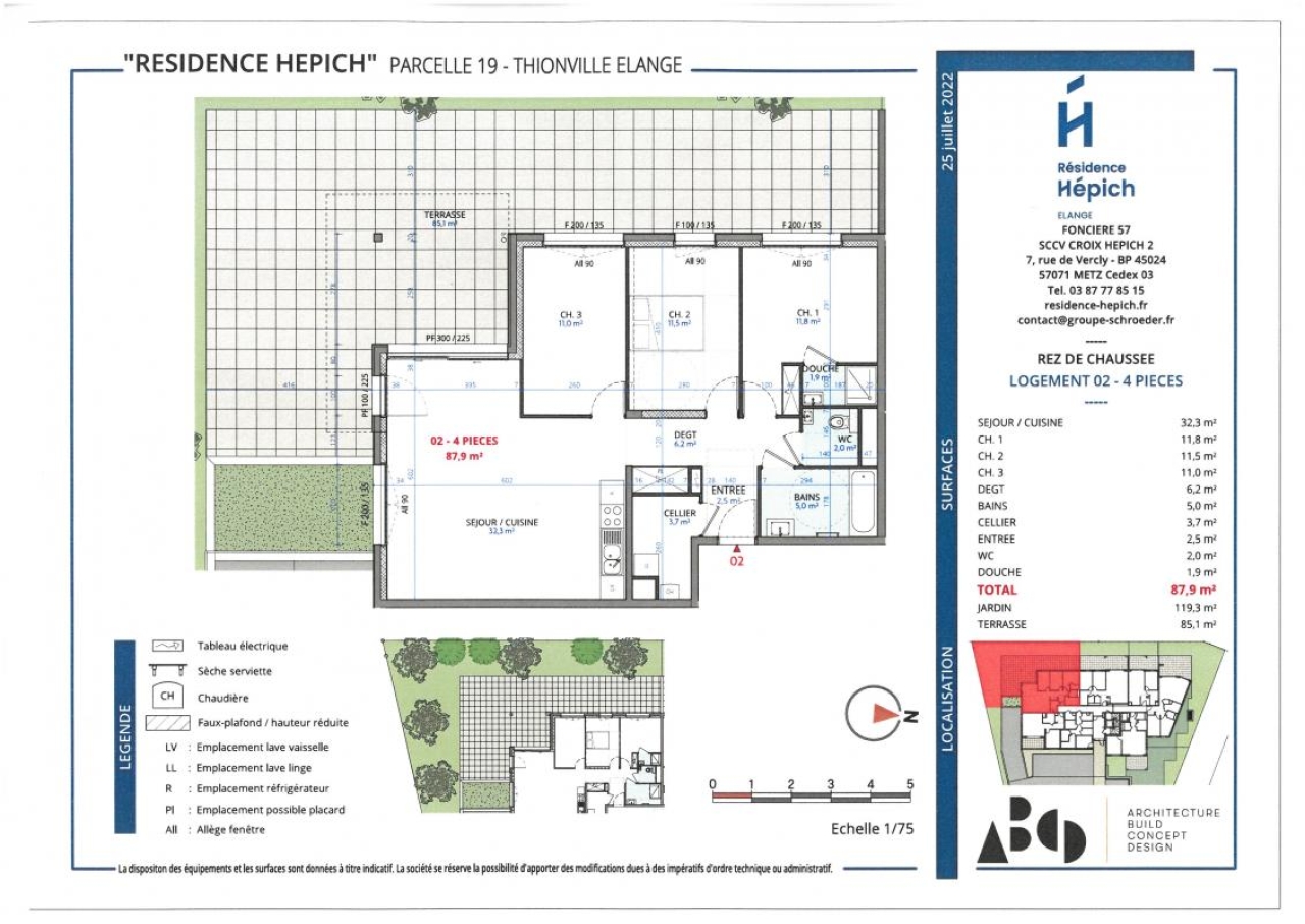 THIONVILLE ELANGE: APPT NEUF 88 M² AVEC JARDIN - Image #2